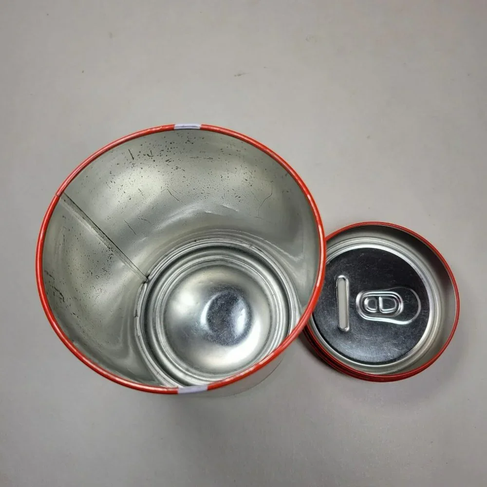 Coca Cola Classic Coke 7.5” Large Tin Can Coin Bank With Slot